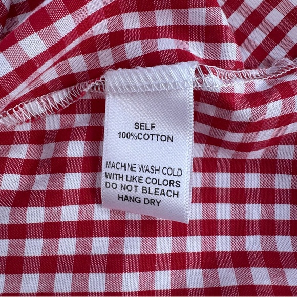Soprano Red & White Gingham Cotton Sun Dress Size Large NWT Tie Front Cutout - Picture 12 of 15